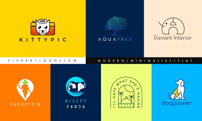 create modern minimalist flat logo design for your business